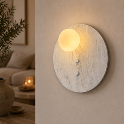 Applique murale LUCIANO Rond blanc ( Vrai marbre )