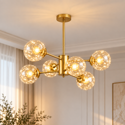 Suspension LIZA 6 boules champagne + LED